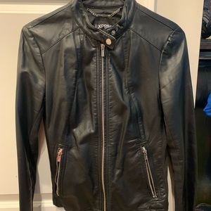 Express faux leather moto jacket, XS - black